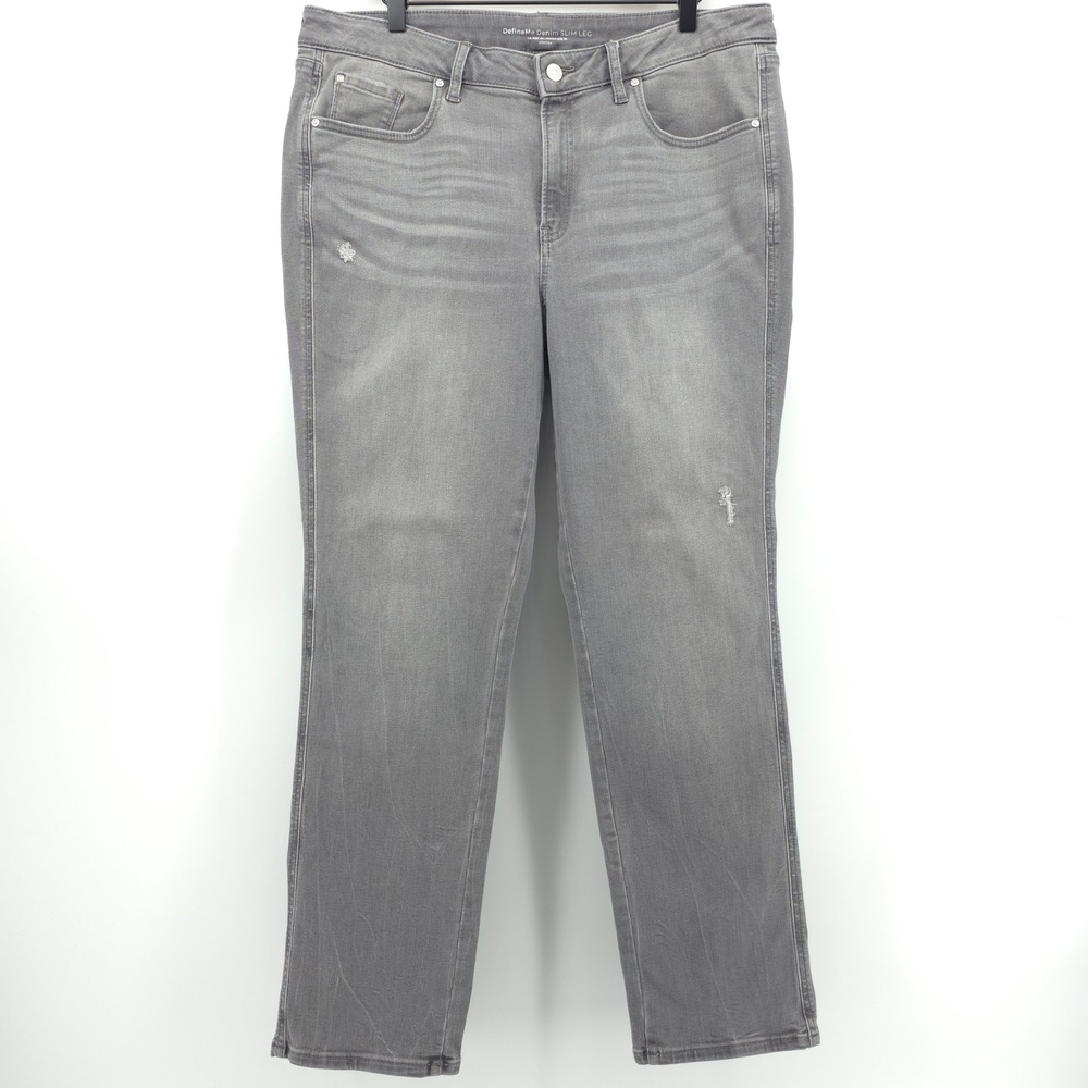 Chico's Women Jeans DefineMe Denim Slim Leg 3 (US‎ 16R) Grey Distressed Casual